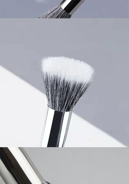 Pointillator brush Blush brush Pure wool flat head Cangzhou makeup brush Soft bristle wooden handle Beauty tool