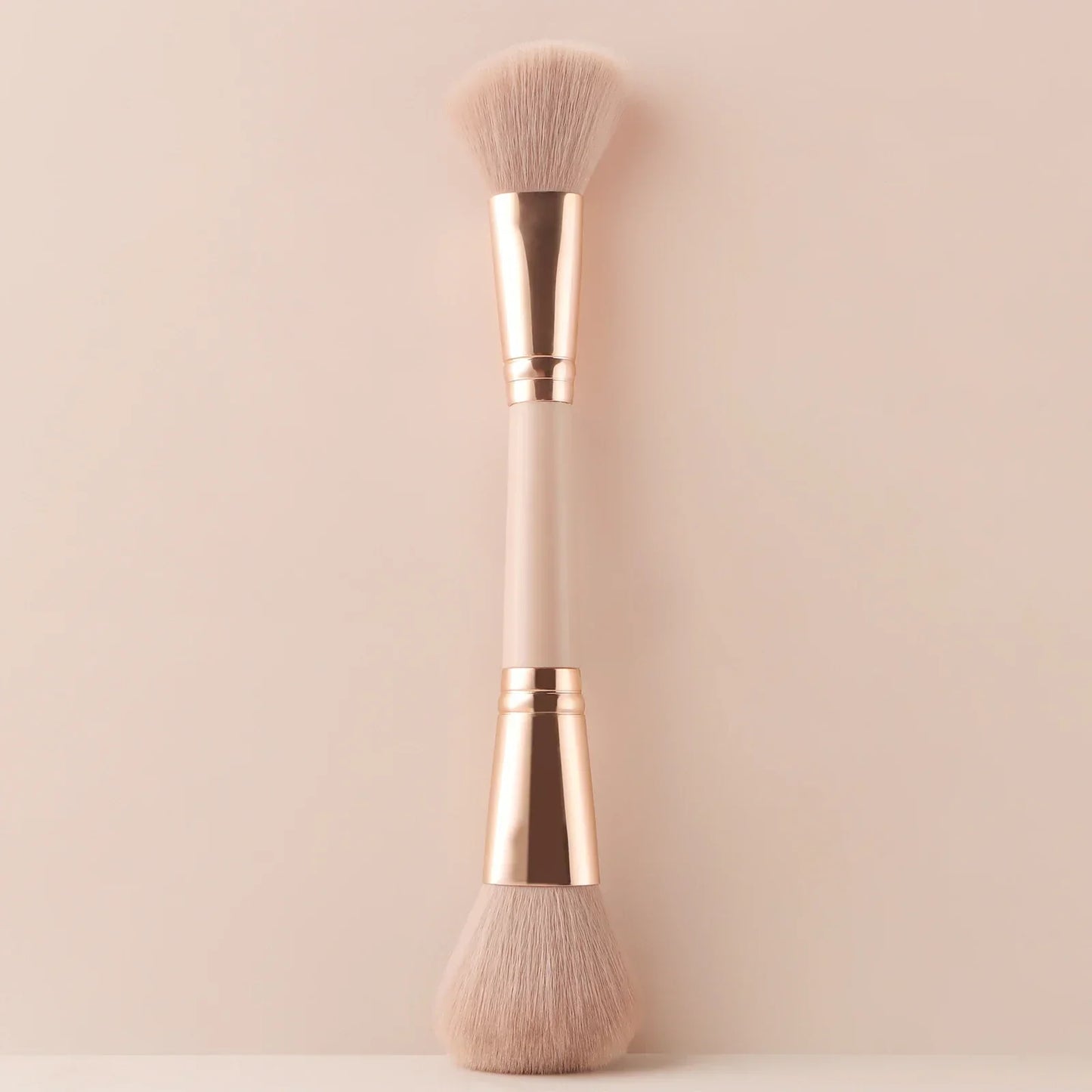 Single Dual-Ended Beauty Brush, Round Blush Brush + Large Powder Brush Soft Bristle Facial Makeup Tool