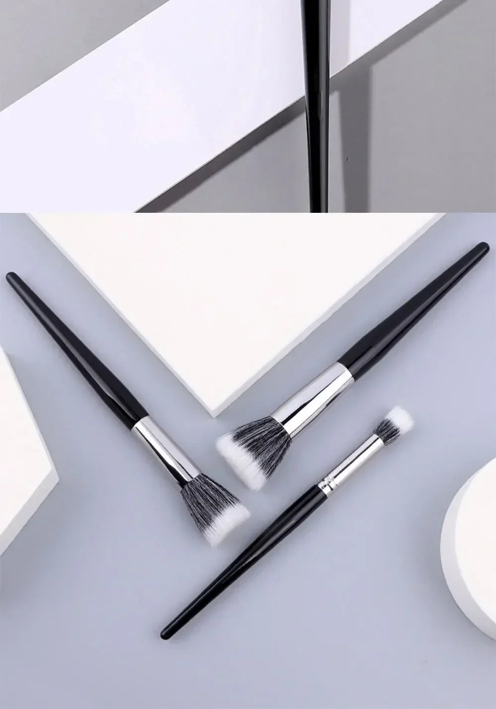 Pointillator brush Blush brush Pure wool flat head Cangzhou makeup brush Soft bristle wooden handle Beauty tool